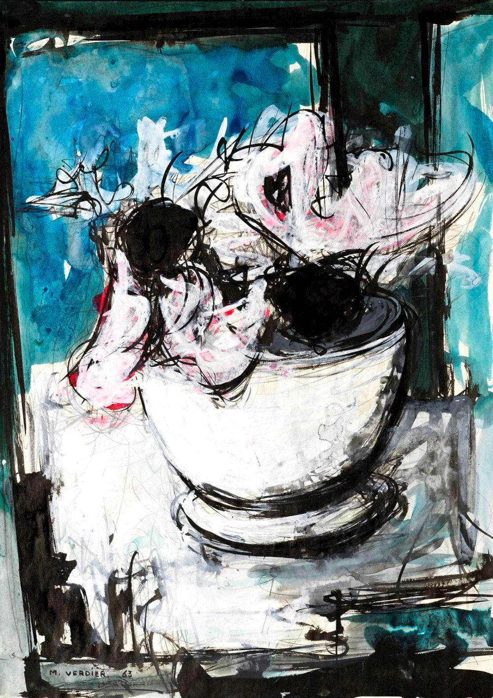 Maurice Verdier comparable auction result: maurice verdier 1919 2003 nature morte aquarelle et encre sign e en dat e 19 63 en bas ga