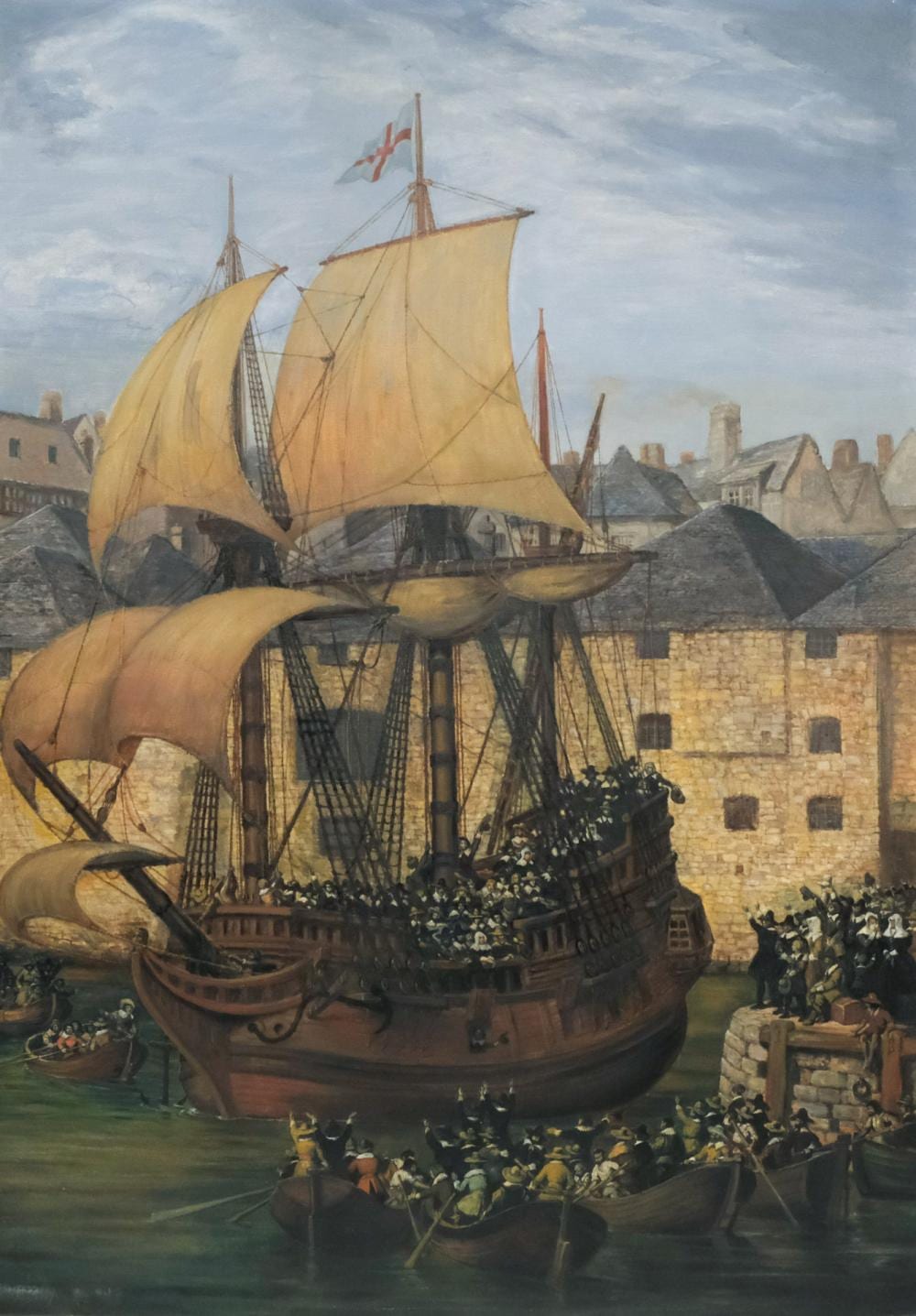 Gustave Louis Michel Alaux comparable auction result: gustave alaux depart des pilgrim fathers