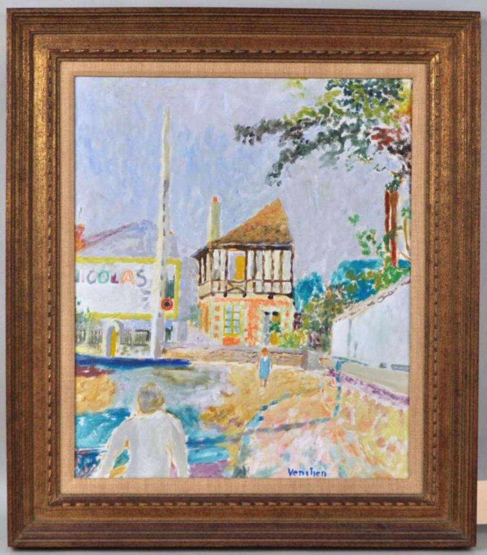 jean venitien village scene o c · Schwenke Auctioneers · 2021-09-26 Jean Venitien comparable auction result: jean venitien village scene o c