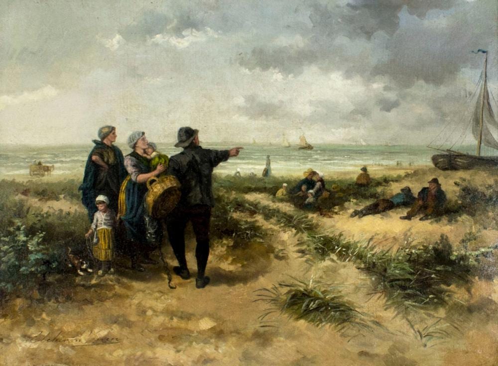 Elchanon Leonardus Verveer comparable auction result: elchanon leonardus verveer dutch 1826 1900 oil painting antique