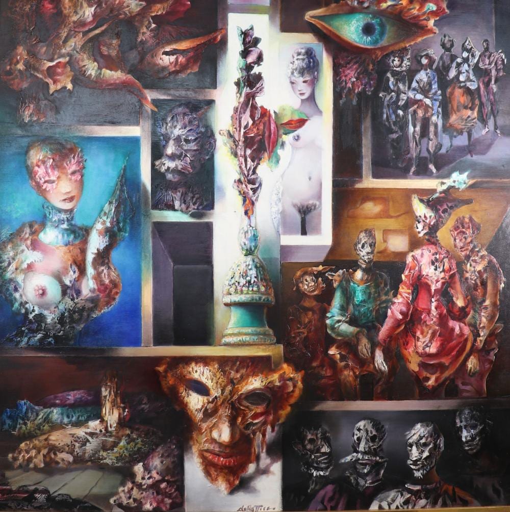 Jean Debattice comparable auction result: jean debattice 1919 1979 imposing oil on panel composition of characters