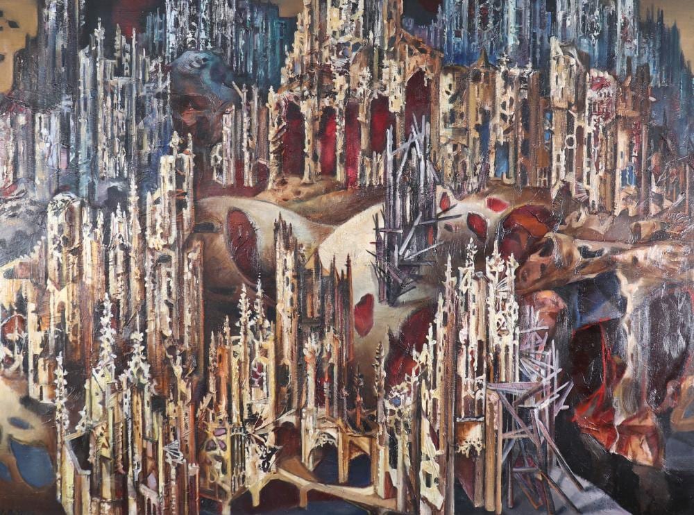 Jean Debattice comparable auction result: jean debattice 1919 1979 imposing oil on panel the golden city