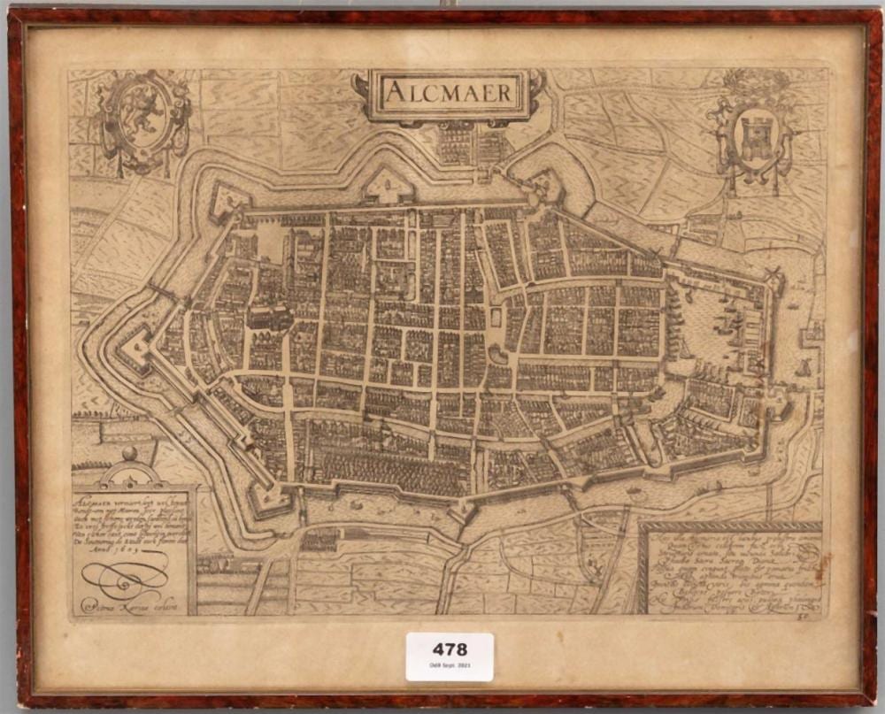 Pieter van der Keere comparable auction result: pieter van der keere 1571 1646 kaart van alkmaar alcmaer gravure