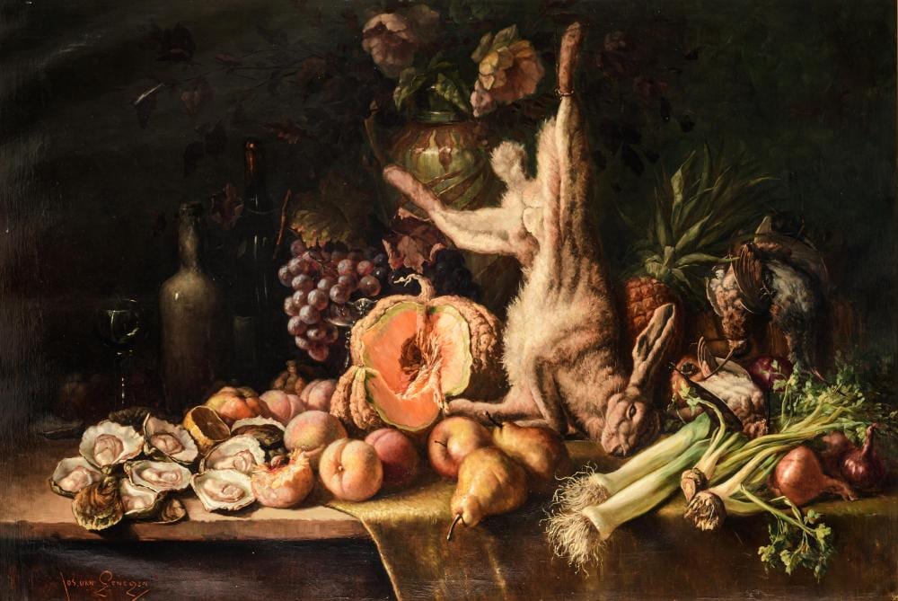 Joseph Van  Genegen comparable auction result: jos van genegen 1857 1936 still life 81 x 120 cm