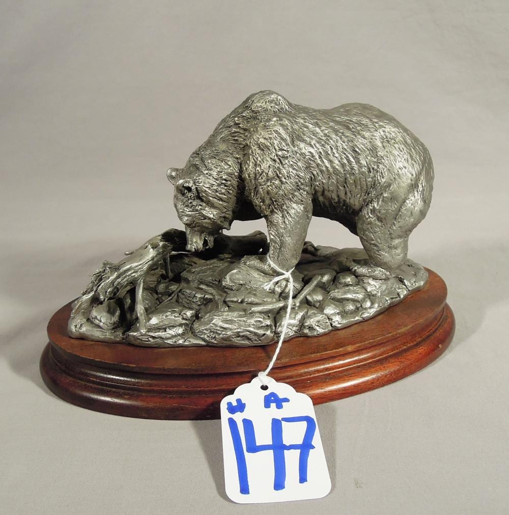 Glen Loates comparable auction result: audubon pewter sculpture grizzly bear by glen loates