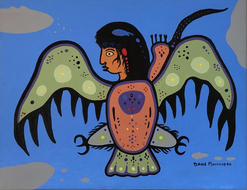 David Morrisseau comparable auction result: david morrisseau ojibwe b red lake ontario canada 1961 thunderbird man warrior