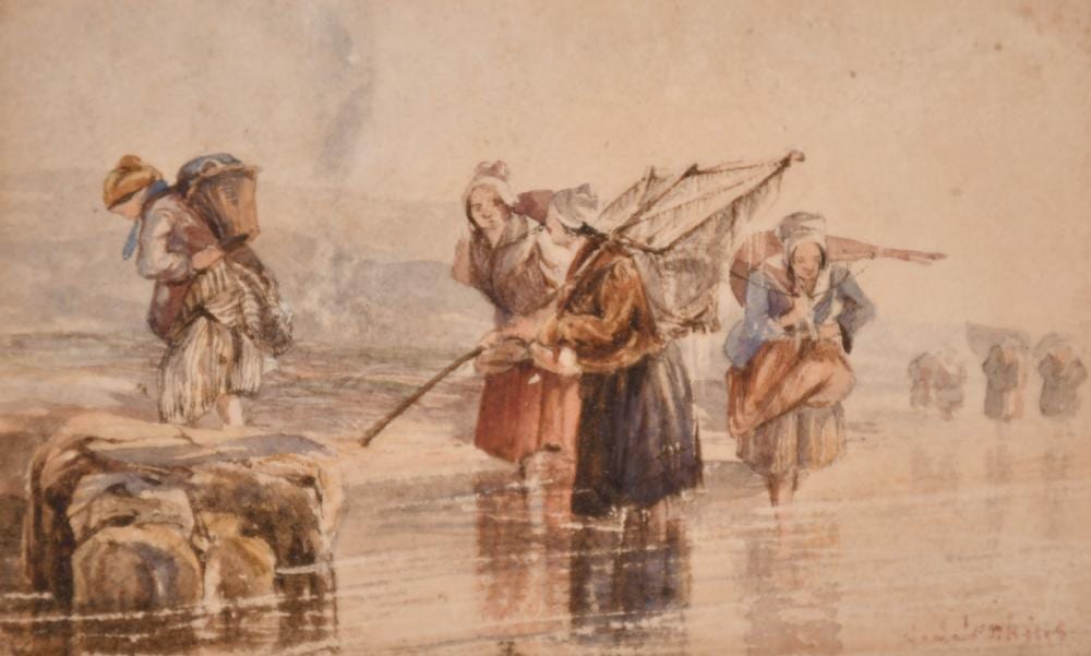 Joseph John Jenkins comparable auction result: joseph john jenkins women carrying baskets along a shore watercolour signed 2 5 x 3 75