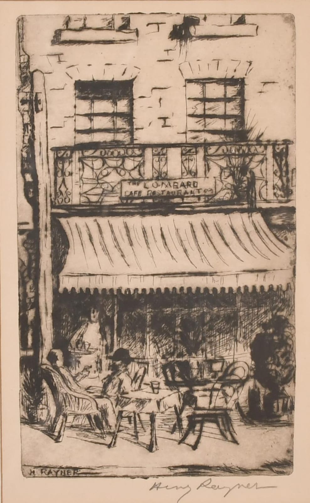 Henry Rayner comparable auction result: henry rayner 1902 1957 australian an etching of the lombard caf and restaurant signed in pencil 7 5 x 4
