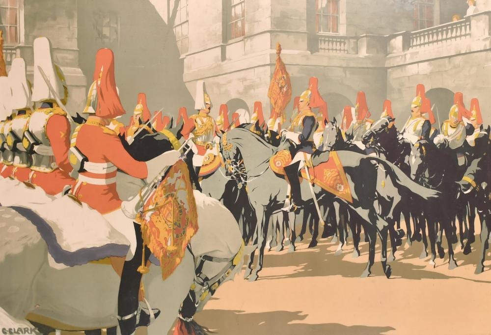 Christopher (1875) Clark comparable auction result: christopher clark 1875 1942 british a colour poster of the the horse guards 31 x 46
