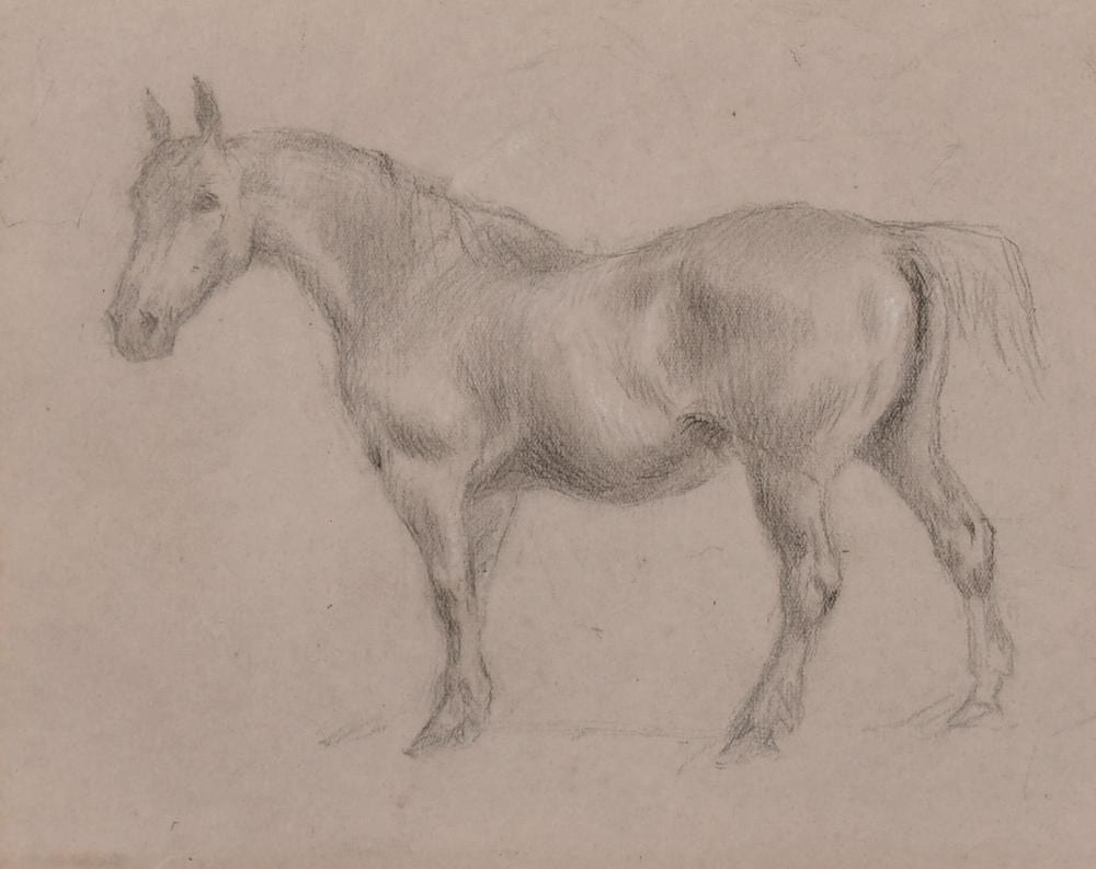 George Thomas Rope comparable auction result: george thomas rope 1845 1929 suffolk horse i a study of a horse pencil sketch on paper 8 75 x 6 75