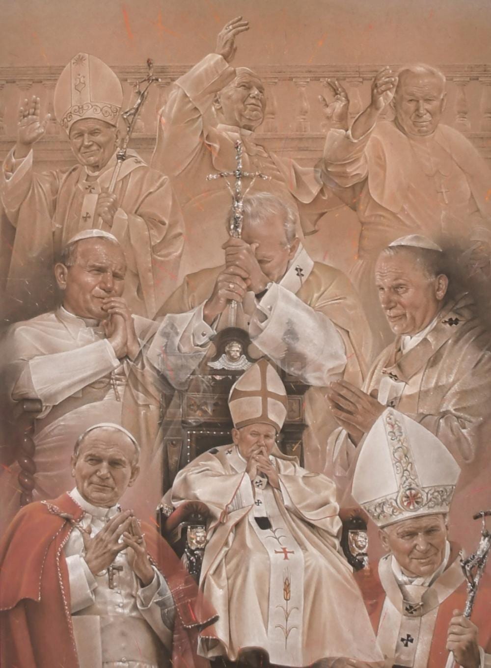 Stephen Doig comparable auction result: stephen doig b 1964 a homage to pope john paul ii pastel 24 x 18