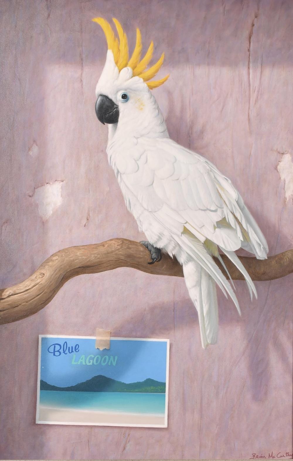 Brian McCarthy comparable auction result: brian mccarthy b 1960 irish blue lagoon a yellow crested cockatoo perched on a branch oil on canvas s