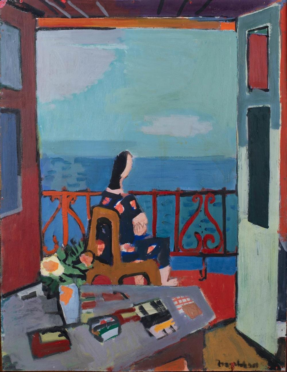 Hans Jegerlehner comparable auction result: hans gordon jegerlehner swiss 1906 1974 woman on a balcony 1948 oil on board 35 1 2 x 27 1 4 in 37 1 4 x 29 in framed