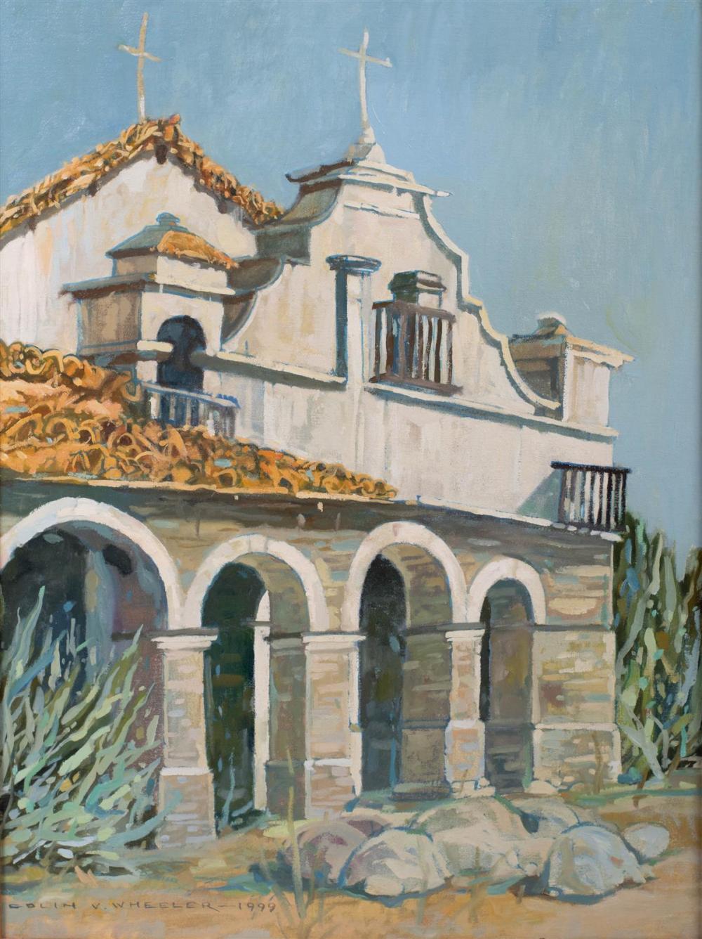Colin Vernon Wheeler comparable auction result: colin vernon wheeler new zealander 1919 2012 spanish mission station california oil on canvasboard 24 x 18 in 27 x 21 in fr