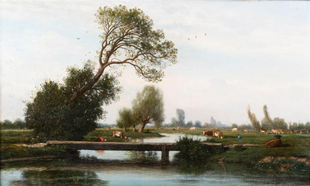 Louis Cabat comparable auction result: louis cabat french 1812 1893 landscape with cattle oil on canvas 15 x 25 1 4 in 21 x 30 1 2 in framed