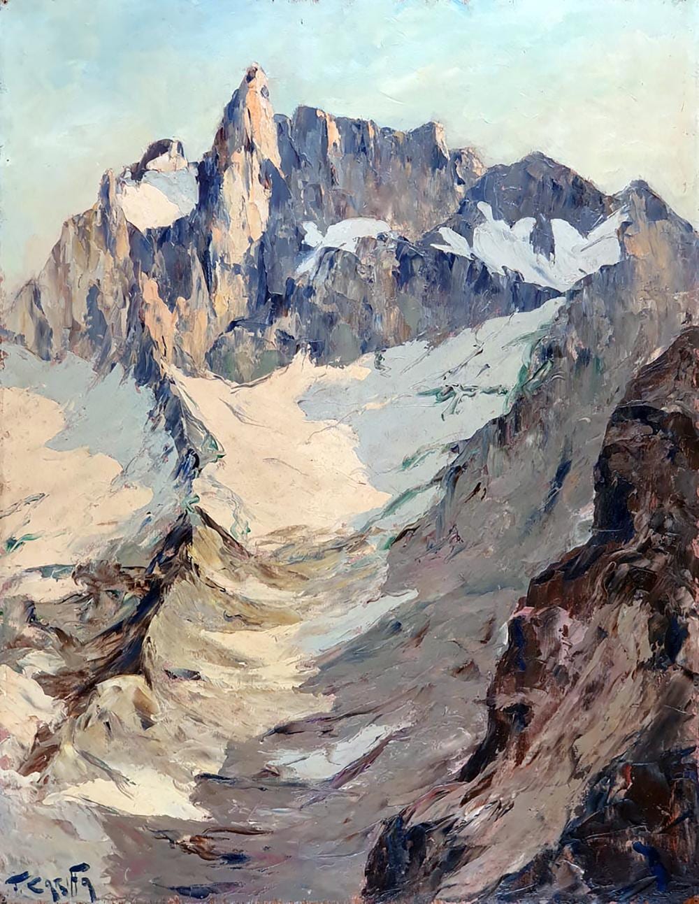 Francis Cariffa comparable auction result: francis cariffa 1890 1975 la meije vue de la t te de la maye