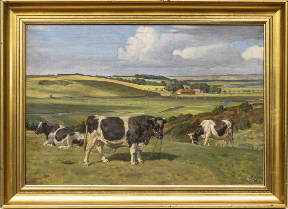Rasmus Christiansen comparable auction result: rasmus christiansen danish 1863 1940 oil on canvas h 17 w 25 pastoral scene