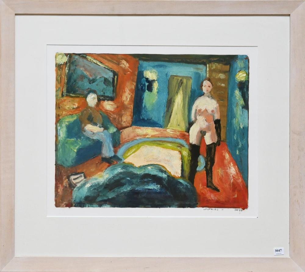 Dale Richards comparable auction result: dale richards upstairs oil on paper 40 x 51cm framed