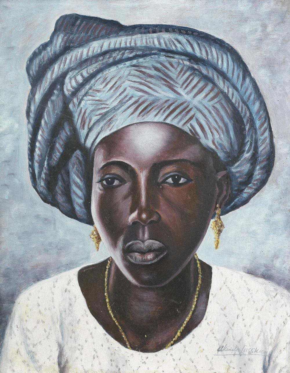 akinola lasekan nigerian 1921 1972 portrait of a yoruba lady · Bonhams · 2021-10-12 Akinola Lasekan comparable auction result: akinola lasekan nigerian 1921 1972 portrait of a yoruba lady