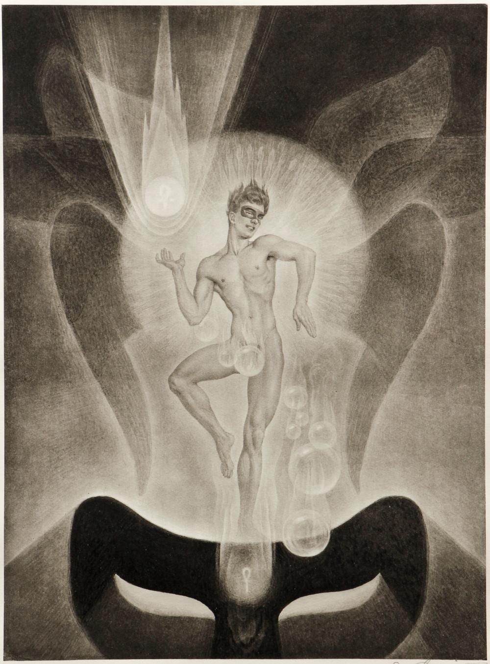 Andrey Avinoff comparable auction result: andrey avinoff 1944 lithograph from the fall of atlantis