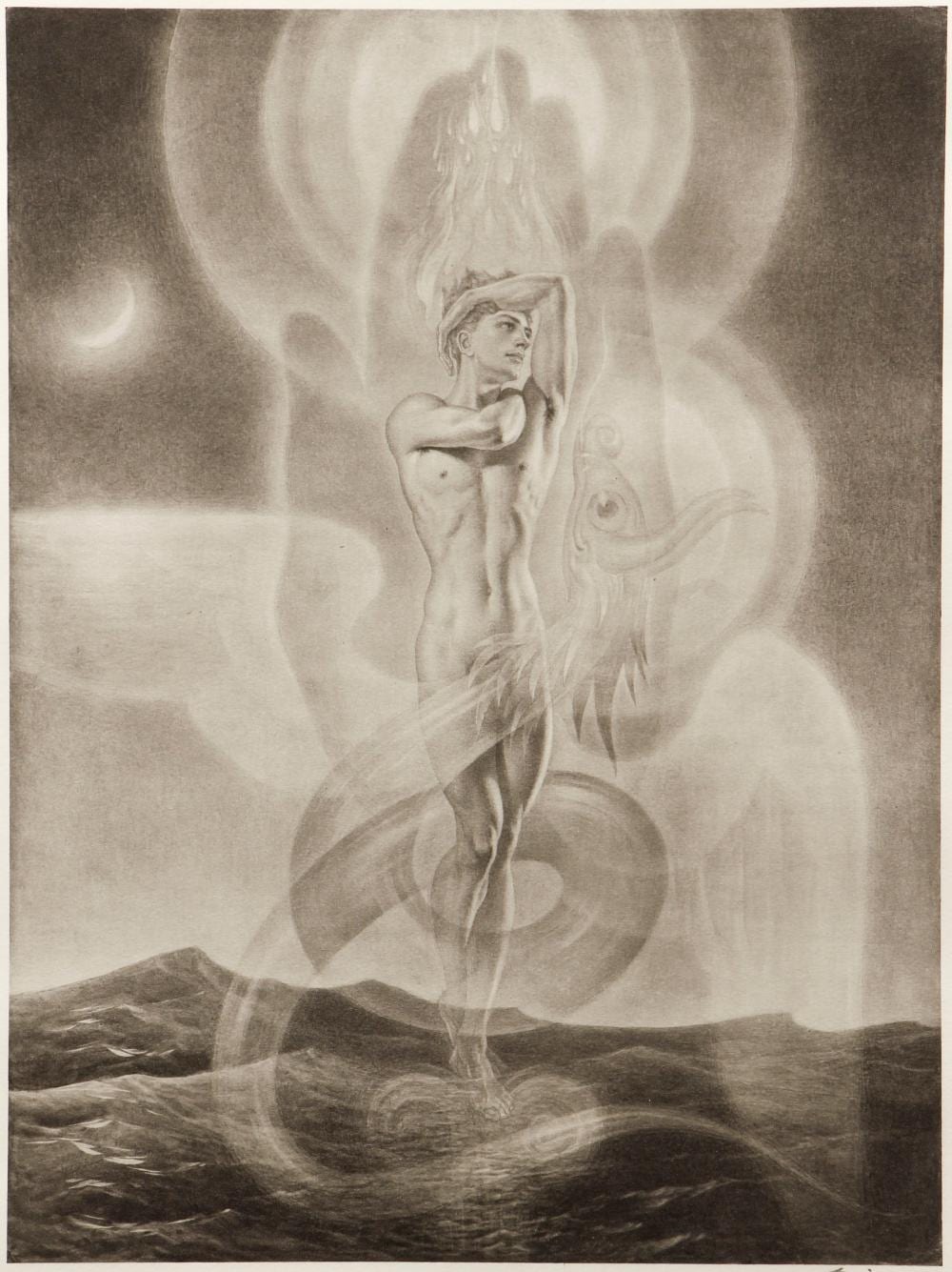 Andrey Avinoff comparable auction result: andrey avinoff 1944 lithograph on threshold of death