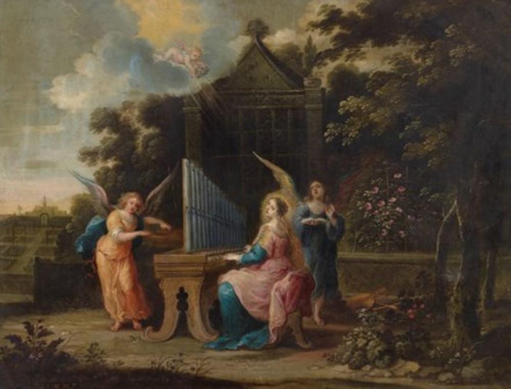Abraham Willemsens comparable auction result: abraham willemsen c 1605 10 1672 antwerp saint cecilia at the organett