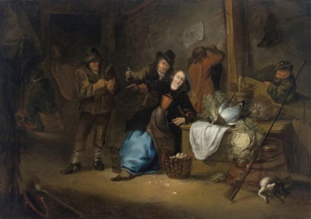 Gerrit Lundens comparable auction result: gerrit lundens amsterdam 1622 1686 a rustic interior with a seated woman