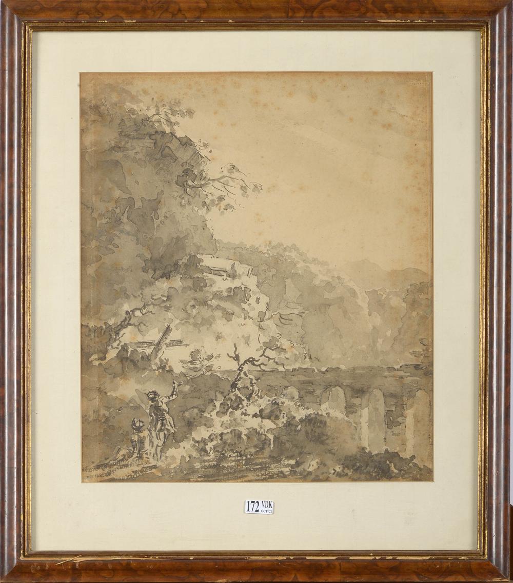 dessins vue d aqueduc anim e sur fond de paysage plume d encre noire et lavis sur papier coll · Vanderkindere · 2021-10-12 Adam Pynacker comparable auction result: dessins vue d aqueduc anim e sur fond de paysage plume d encre noire et lavis sur papier coll