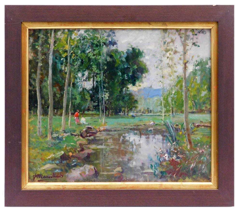 Joaquím Marsillach Codony comparable auction result: joaqu n marsillach codony 1905 1986 paisaje con figuras leo sobre lienzo 37 5x45 cm
