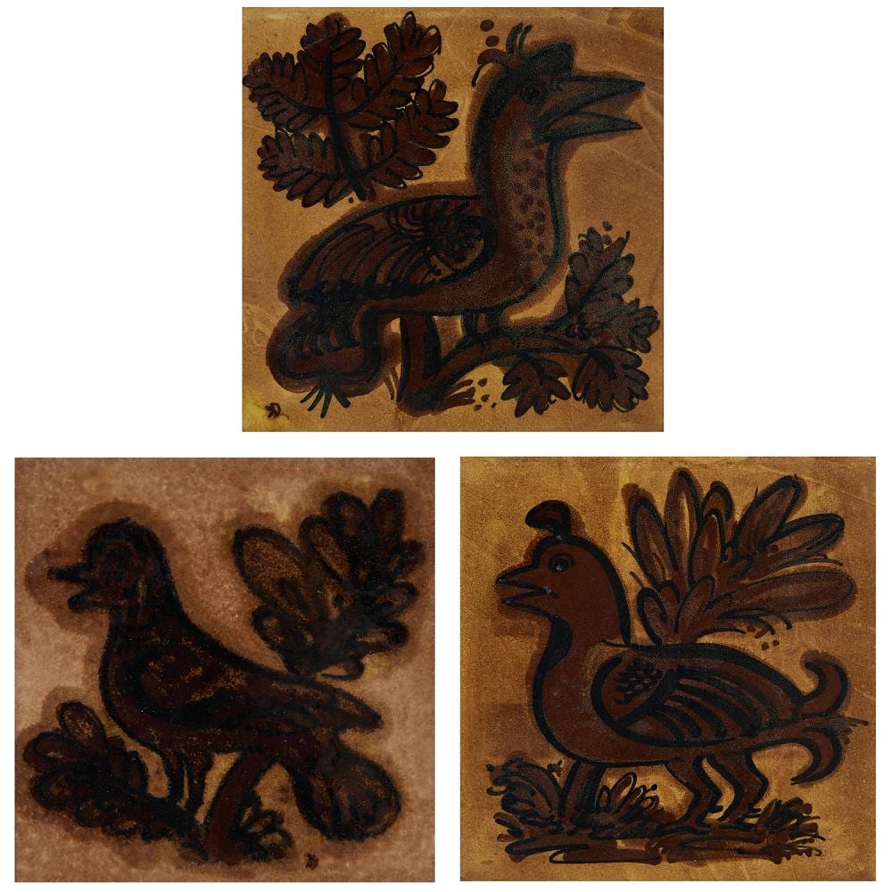 Karl Drerup comparable auction result: karl drerup 1904 2000 enameled plaques three tile 5 5 8 sq frame 9 5 8 sq x 3 4 d