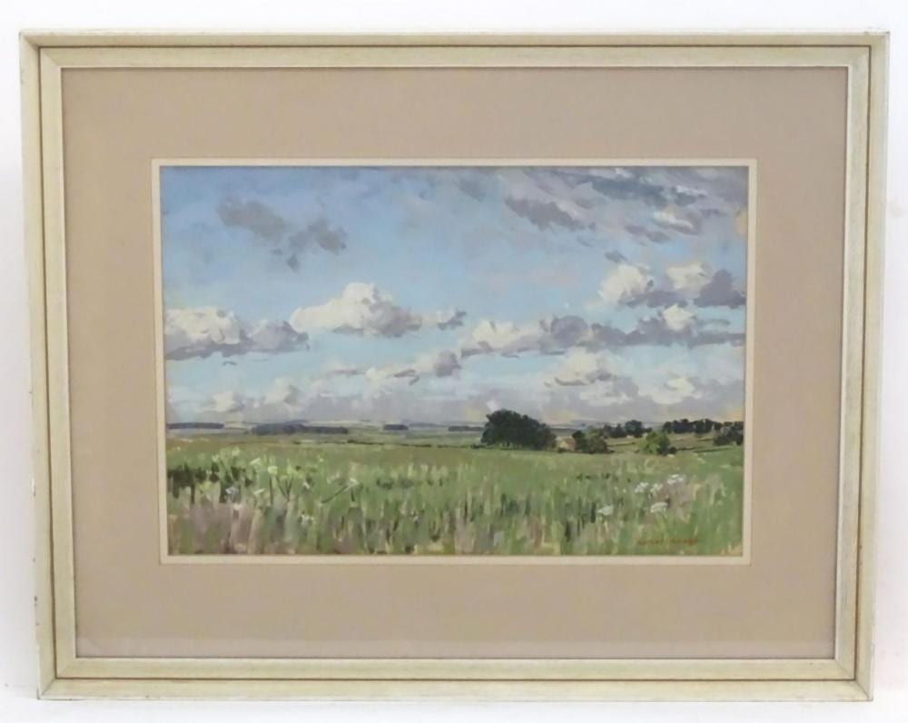 Angus Bernard Rands comparable auction result: angus bernard rands 1922 1985 pastel july evening middleton on the wolds a summer landscape s