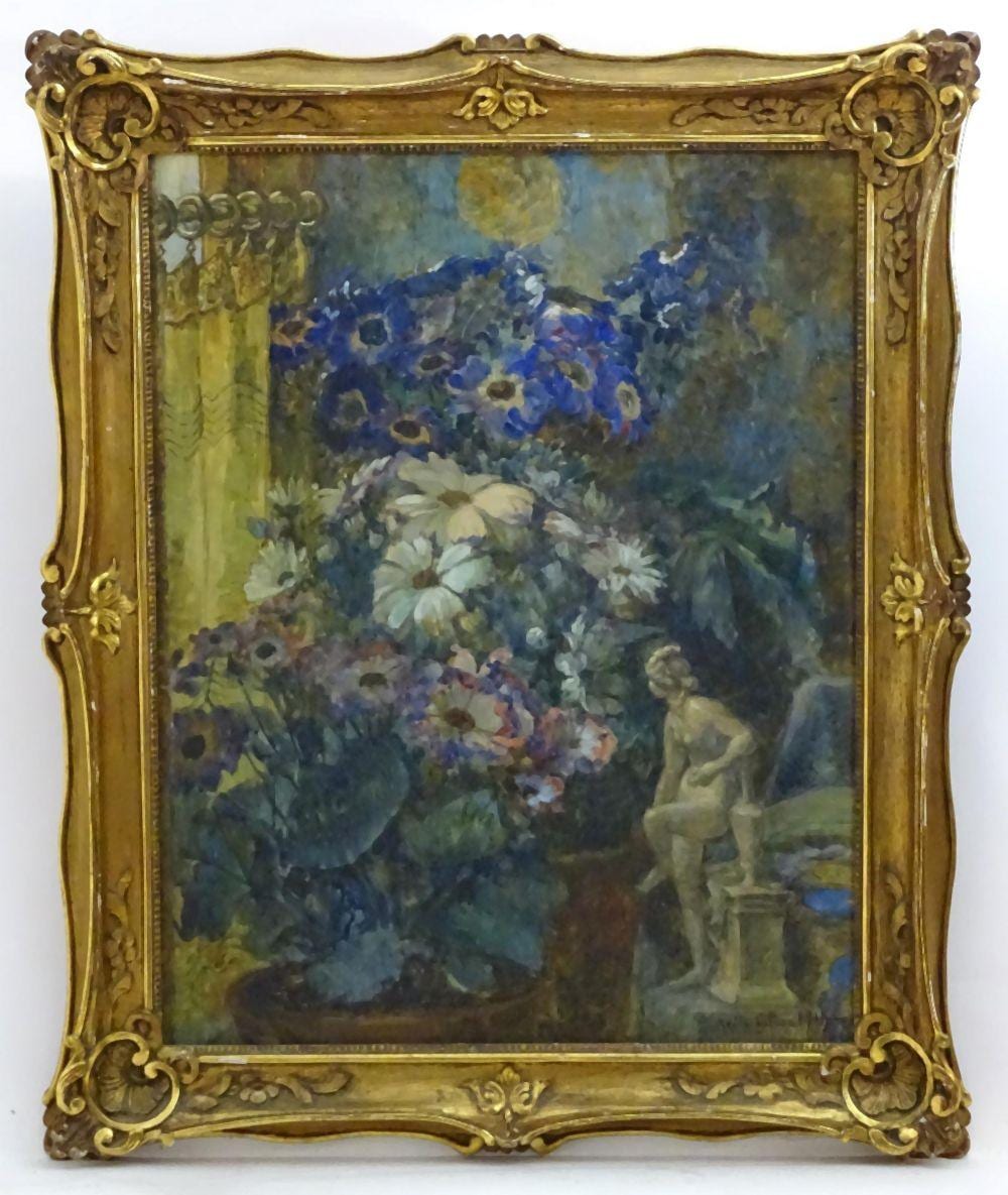 Ketty Gilsoul-Hoppe comparable auction result: ketty gilsoul hoppe 1868 1939 belgian school watercolour a summer garden scene with flowers and
