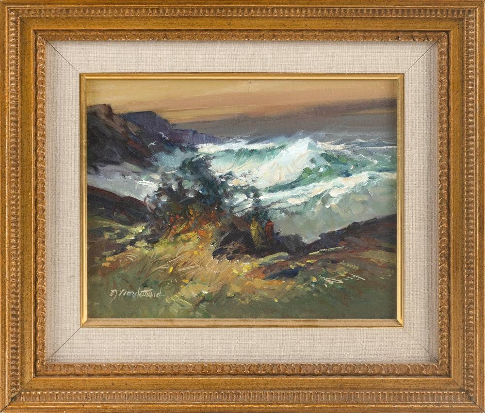 Nathalie Johnson Nordstrand comparable auction result: nathalie johnson nordstrand massachusetts b 1932 watching the surf cape ann oil on canvas 8 x 10 framed 13 25 x 15 25