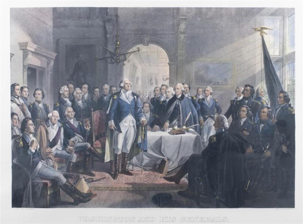 Alexander Hay Ritchie comparable auction result: alexander hay ritchie scottish 1822 1895 washington and his generals engraving in color 22 3 4 x 30 3 4 in sight 32 3 4 x 40