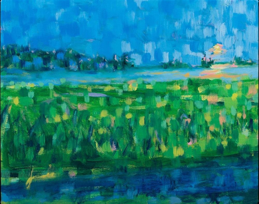 Jamie Marin-Price comparable auction result: jamie marin price american 1970 untitled field with water oil on canvas 16 1 4 x 20 in 20 x 24 in framed