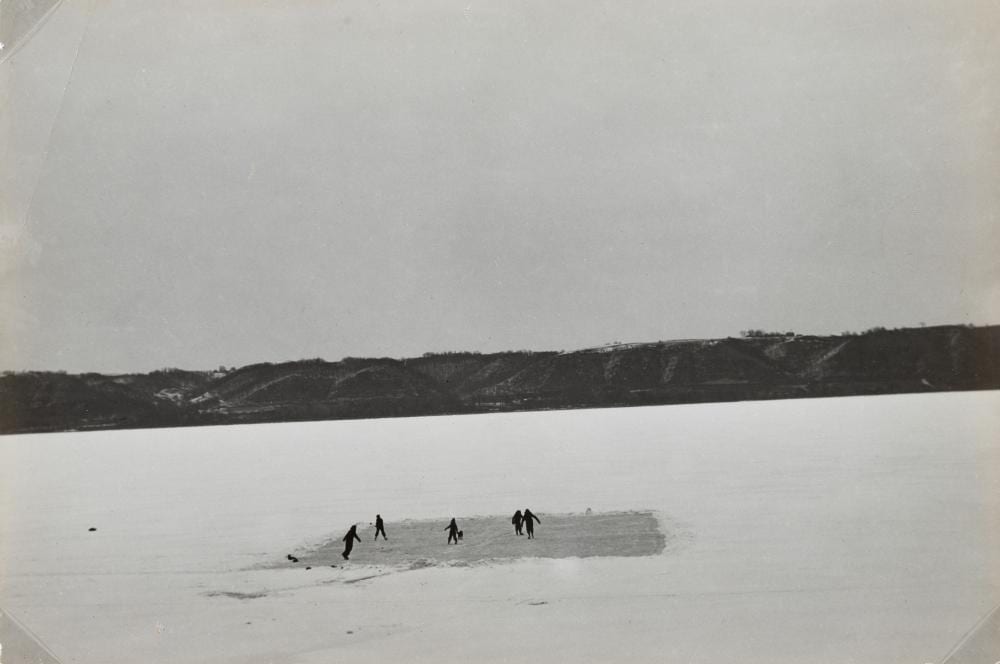 john vachon skating on the mississippi river near lake city minnesota 1942 · Seagrave Gallery · 2021-10-09 John Vachon comparable auction result: john vachon skating on the mississippi river near lake city minnesota 1942