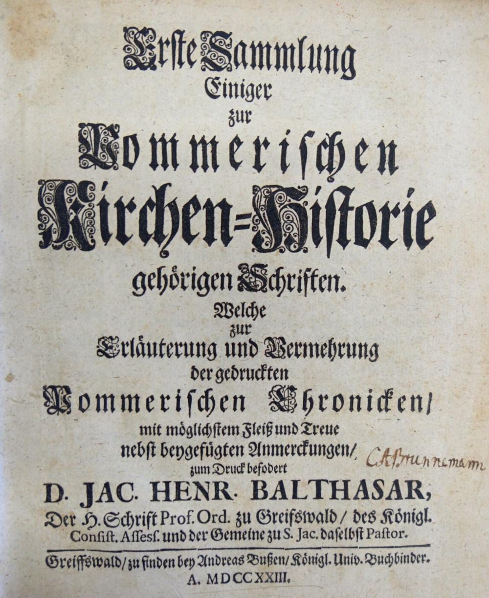Baltazar Moncornet comparable auction result: balthasar jakob heinrich von sammlung einiger zur pommerischen kirchen historie