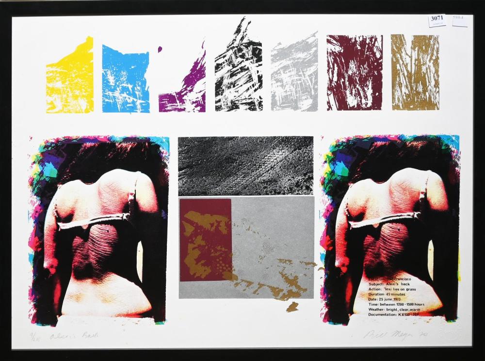 Bill Meyer comparable auction result: bill meyer alexi s back screenprint ed 9 25 55 x 68cm condition overall good framed