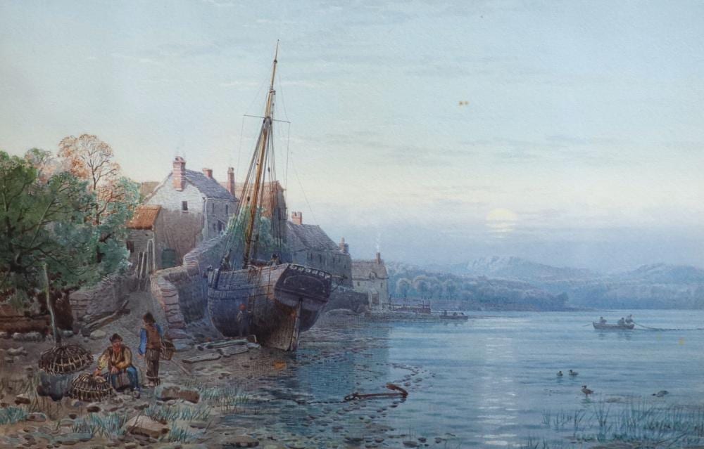 George Wolfe comparable auction result: george wolfe 1834 1890 dittisham in the dark watercolour 24 x 35cm