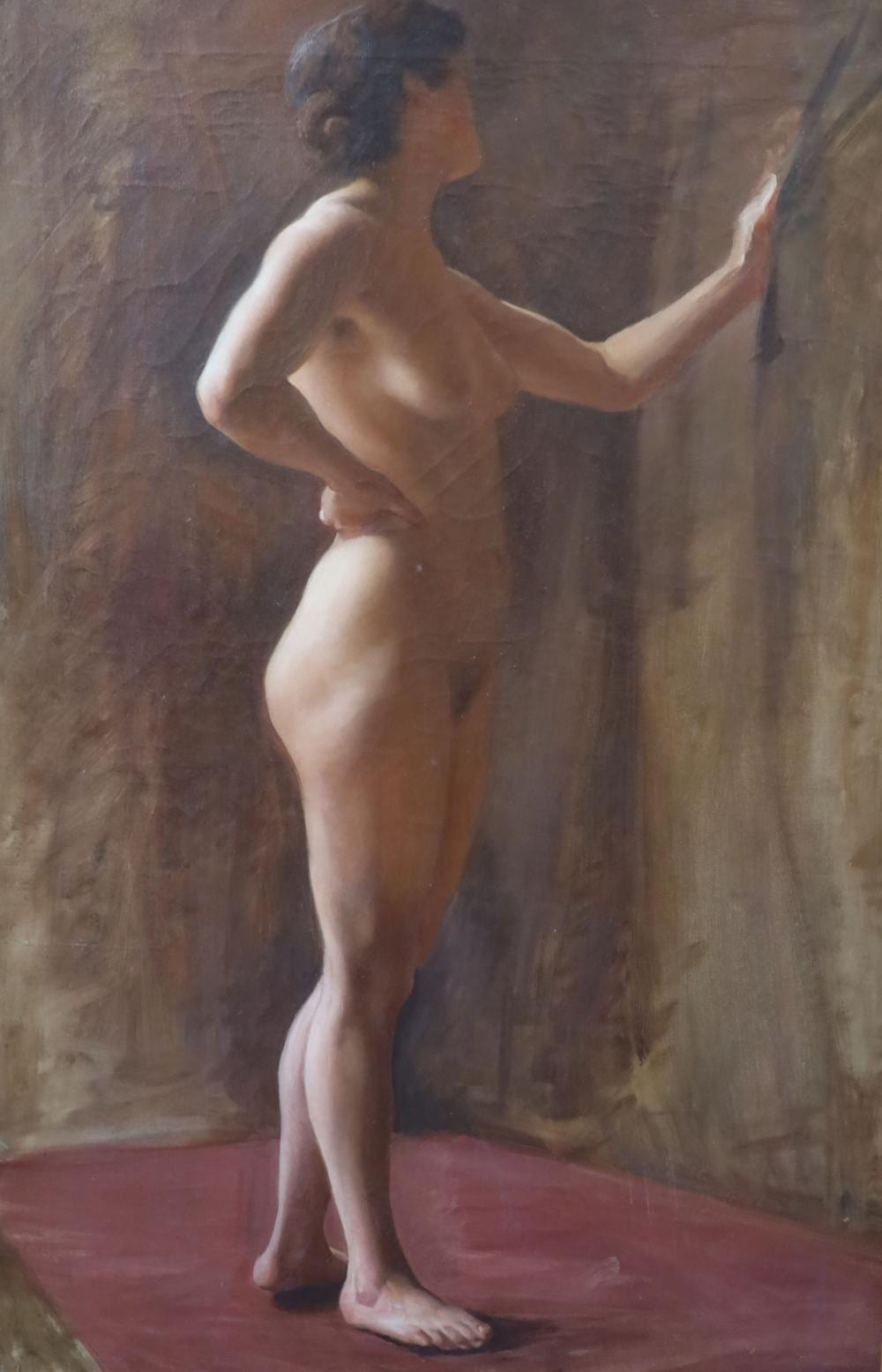 Margaret Lindsay Williams comparable auction result: margaret lindsay williams 1888 1960 standing female nude in a studio oil on canvas 90x 60cm