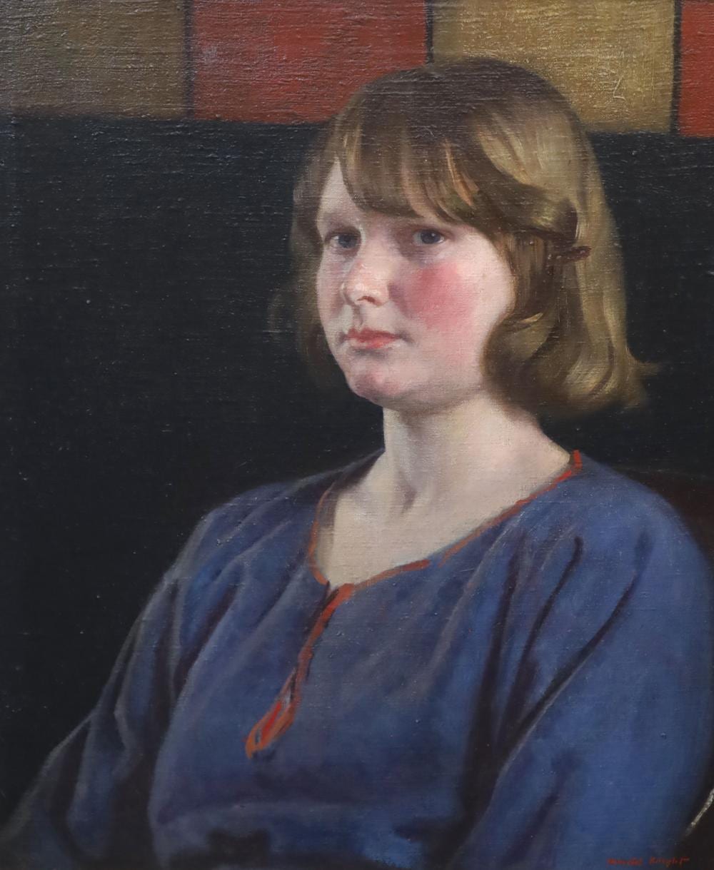 Harold Knight comparable auction result: harold knight 1874 1961 portrait of a young woman in a blue dress oil on canvas 60 x 50cm
