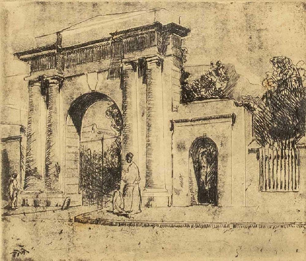 Robert Gwelo Goodman comparable auction result: robert gwelo goodman 1871 1939 etching arched gateway signed in the plate 12 x 14 sheet size