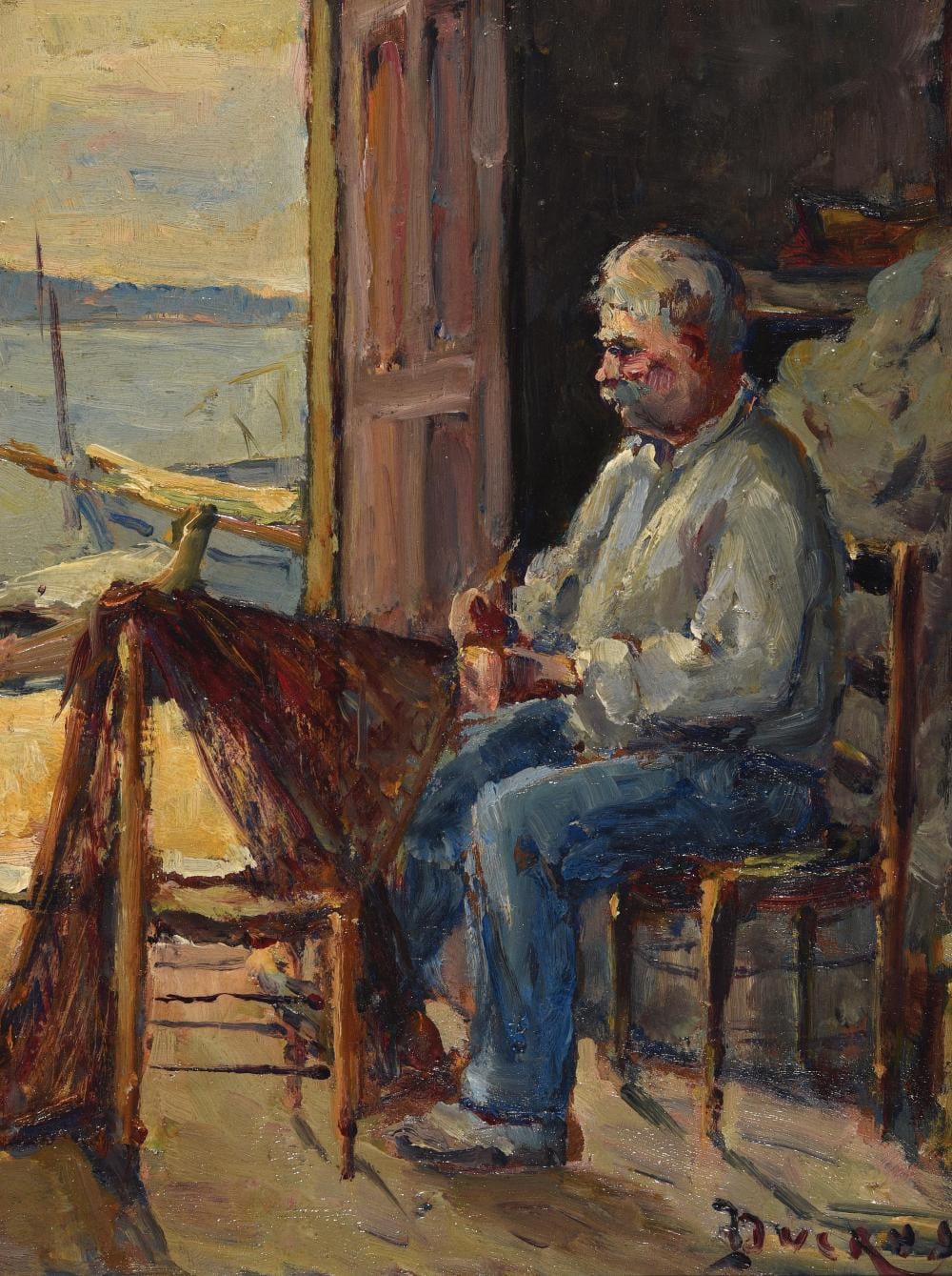 Edouard Ducros comparable auction result: edouard ducros 1856 1936 le remailleur de filets martigues