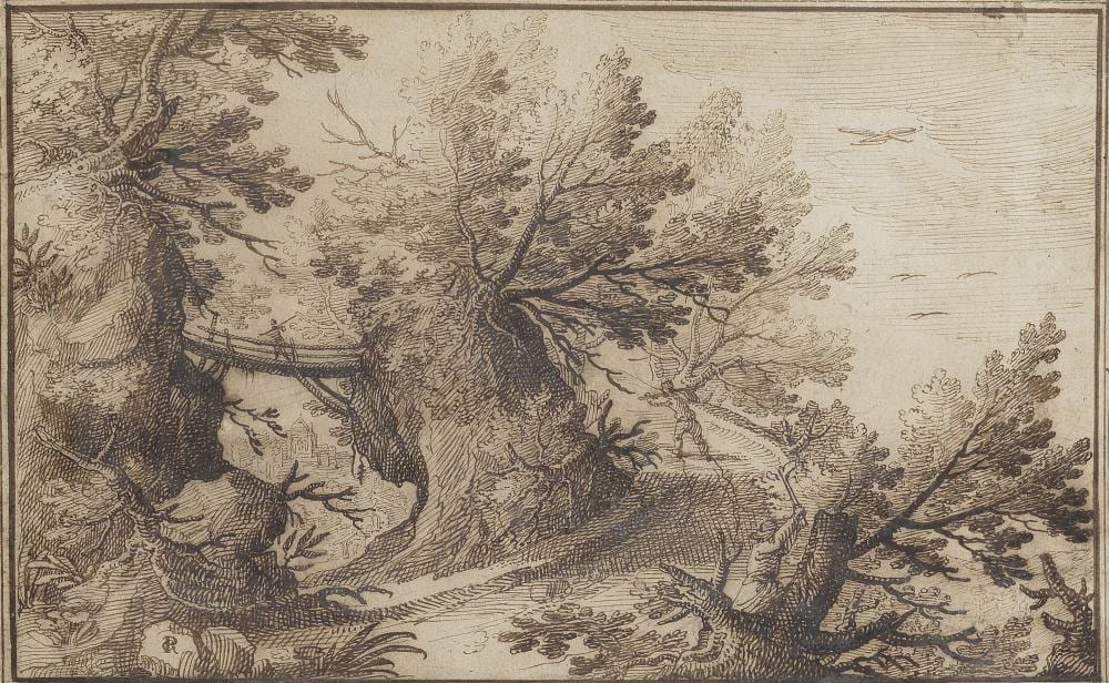 Remigio Cantagallina comparable auction result: remigio cantagallina florence circa 1582 1656 a wooded landscape with a figure with a woodsman