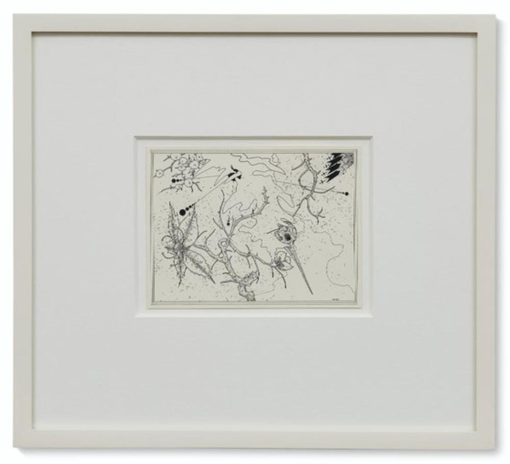 Ernesto Caivano comparable auction result: ernesto caivano b 1972 open skull and bloom ink on paper 4 x 5 in 1