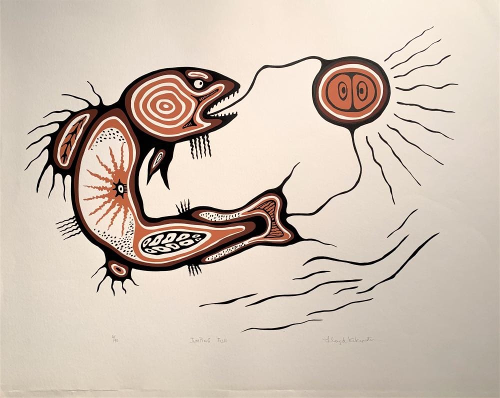 Lloyd Kakepetum comparable auction result: lloyd kakepetum 1958 jumping fish 1980