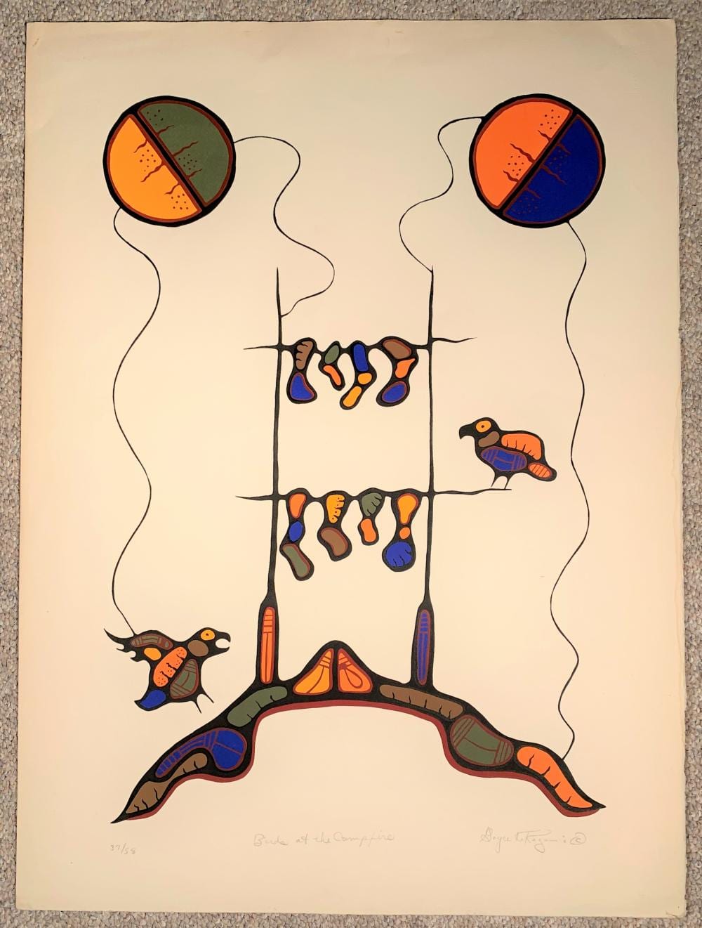 Goyce Kakegamic comparable auction result: goyce kakegamic 1948 birds at the campfire