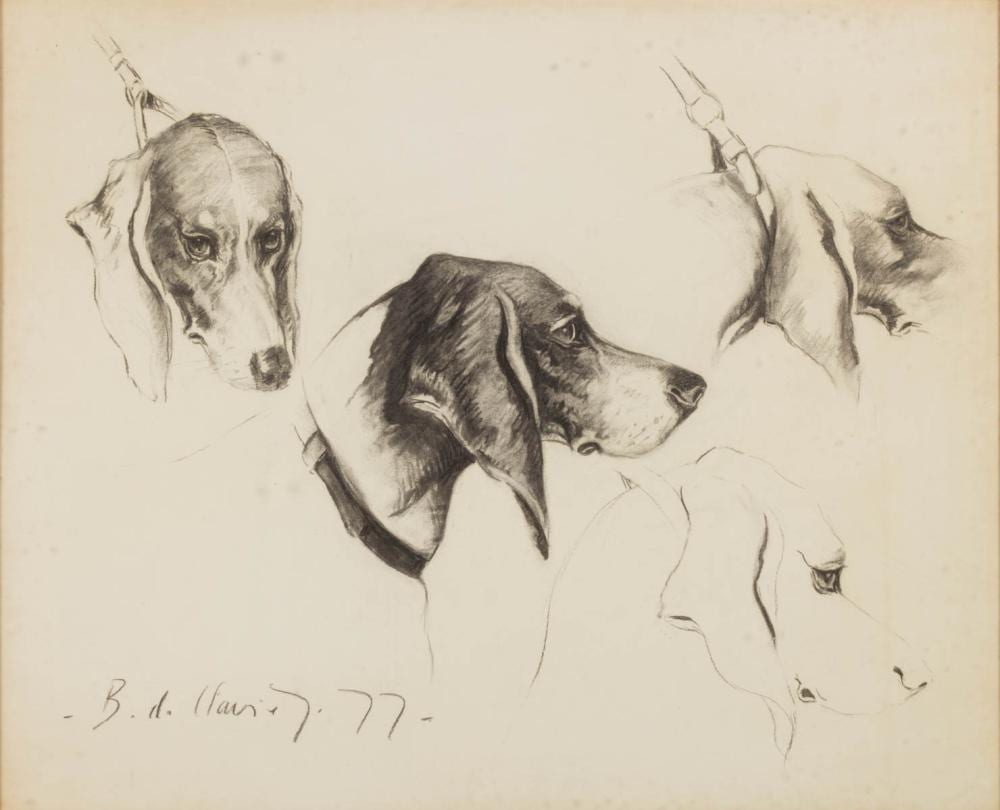 Bernard De Claviere comparable auction result: bernard de claviere french 1934 2016 study of dogs