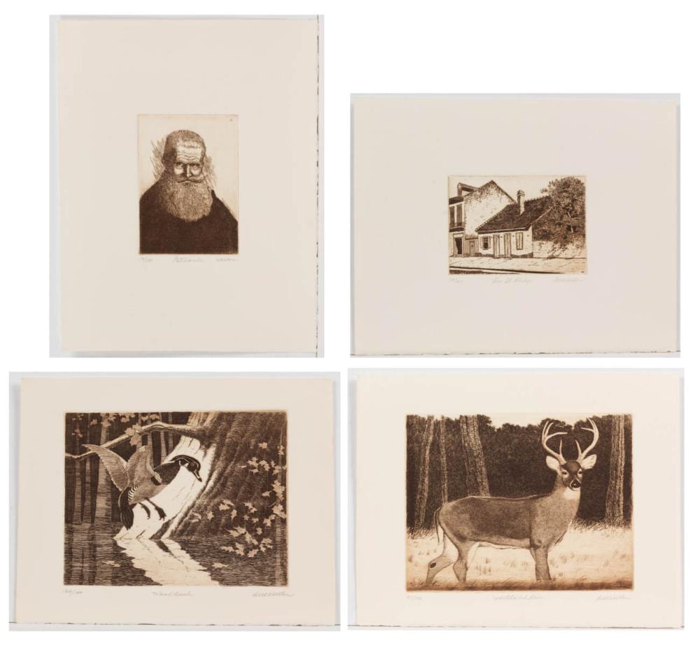 Dell Weller comparable auction result: dell weller louisiana 1927 2017 etchings lot of four