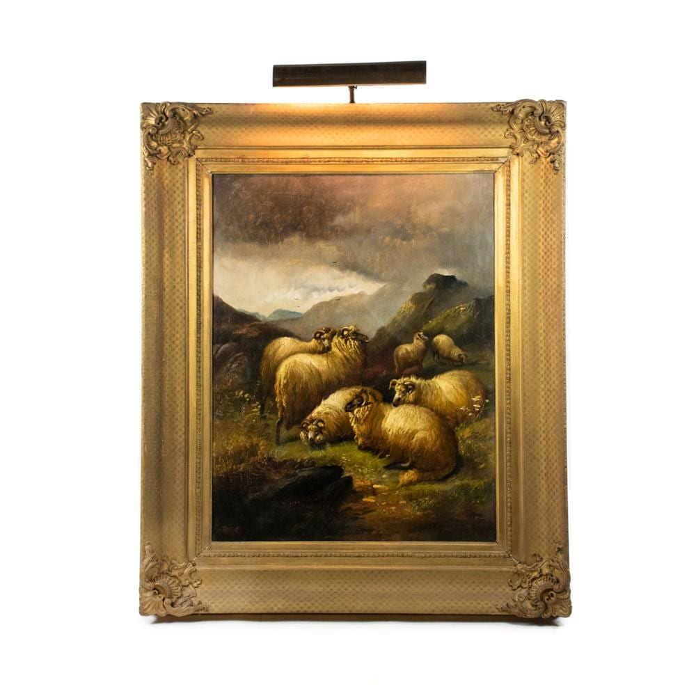 Alfred Morris comparable auction result: alfred morris sheep in highlands signed oil on canvas